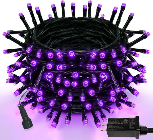 YIQU Purple 82FT 200 LED Extendable Halloween Lights for Outdoor/Indoor, 8 Lighting Modes Plug in String Lights for Halloween Decorations Bedroom Party Decor Room Garden Patio Tree (Purple)