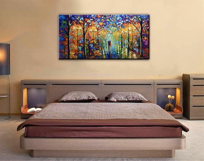 Tyed Art- Large Wall Art,Hand Painted Wall Art Landscape Oil Painting ,Wall Art for Living Room, Bedroom Office Wall Decor, Modern Textured Wall Art, Colorful Abstract Artwork Picture, Modern canvas Wall Art 60 by30 inch
