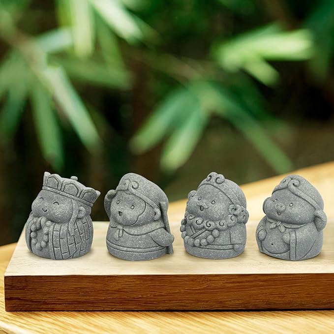 4Pcs Cute Buddha Statue Set - 2 Inch Mini Resin Monk Figurines of Tang Monk, Sun Wukong, Zhu Bajie & Sha Wujing for Office Desk, Study Room Decor and Chinese Culture Gifts