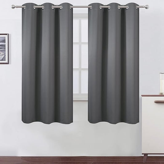 LEMOMO Frost Grey Thermal Blackout Curtains/38 x 63 Inch/Set of 2 Panels Room Darkening Curtains for Bedroom