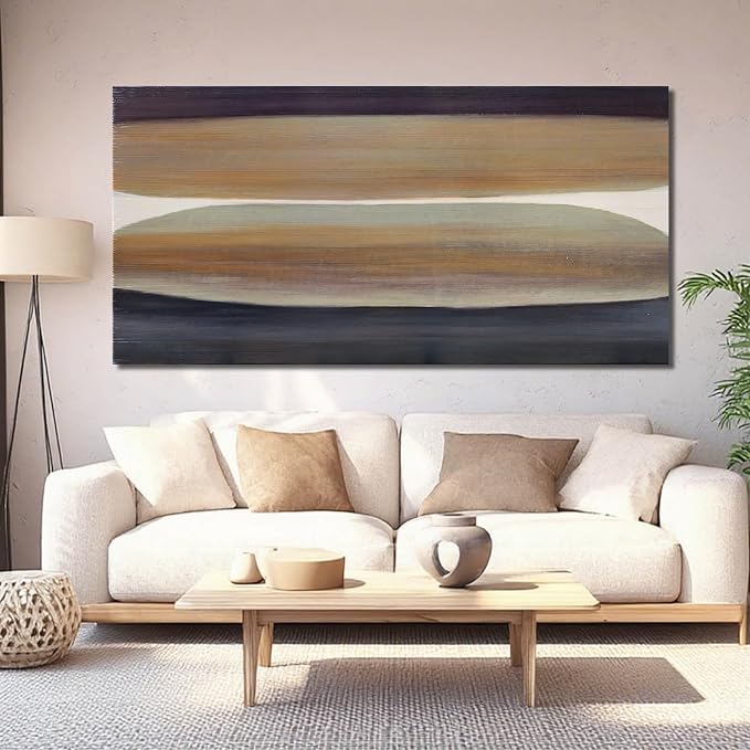 Brown and Black Abstract Wall Art – Large Framed Colorful Canvas Prints for Office, Living Room, or Bedroom Wall Decor, 24" x 48"