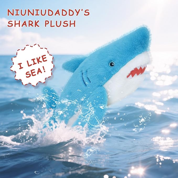 Niuniu Daddy 23" | 3.3 Pound Shark Weighted Stuffed Animals for Kids Adults, Soft Shark Weighted Plush Animal Calming Toys for Sleeping, Cute Body Pillow for Presents Birthday Christmas Holiday