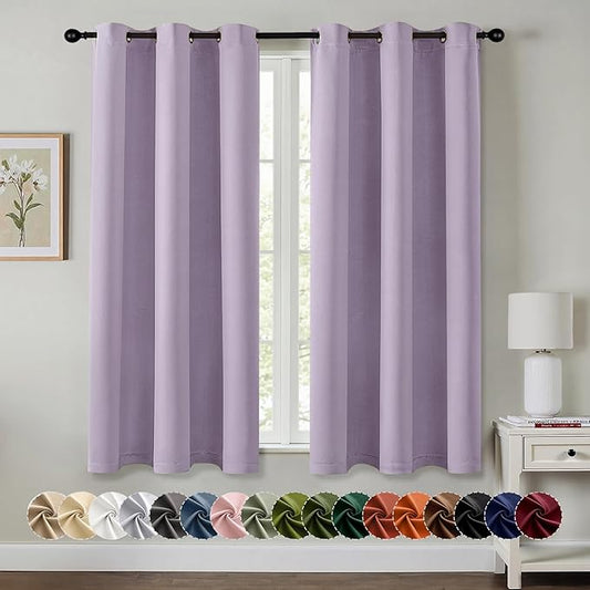 MIULEE Lilac Blackout Curtains for Bedroom Living Room 54 Inches Long 2 Panels, Thermal Insulated Room Darkening Drapes Solid Grommet Noise Reduction Light Blocking Window Treatments 40x54 Inch