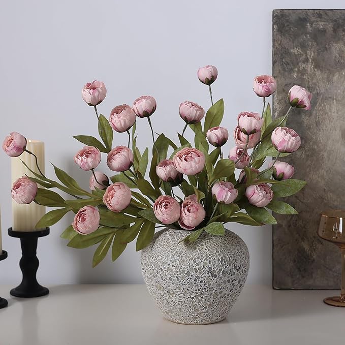 VIERENA 12 Pcs Faux Silk Peony Artificial Flowers for Vase -27", Bulk Fake Peonies Branches with Stems for DIY Bouquet Centerpieces Wedding Fillers Arrangements Shower Decorations (Blush Pink)