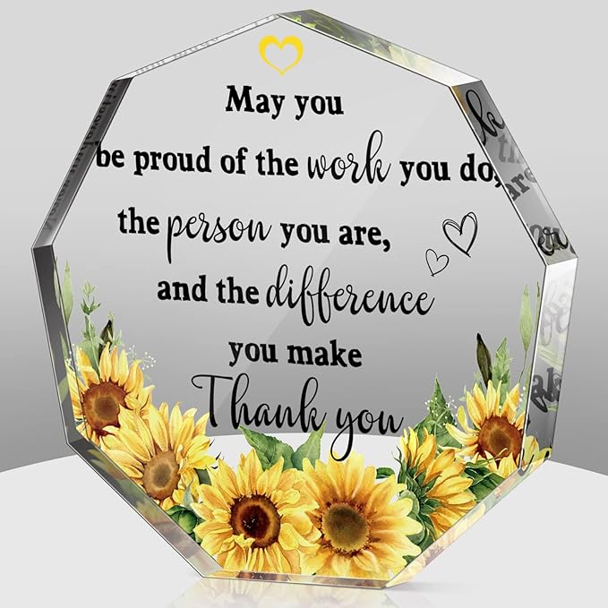 Yinder Thank You Gifts for Women Appreciation Gifts for Coworker Employee Nurse Teacher Leader Boss Inspirational Quotes Acrylic Desk Decor for Home Office Farewell Retirement