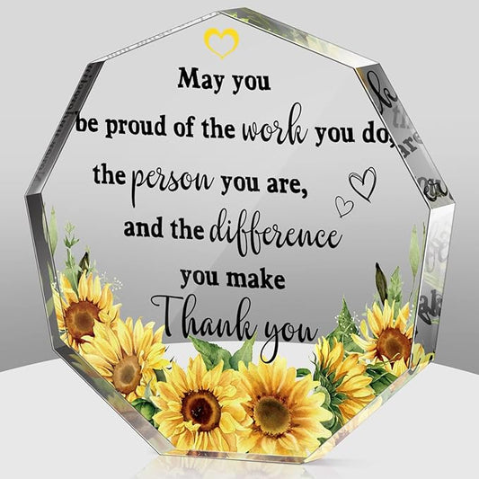 Yinder Thank You Gifts for Women Appreciation Gifts for Coworker Employee Nurse Teacher Leader Boss Inspirational Quotes Acrylic Desk Decor for Home Office Farewell Retirement