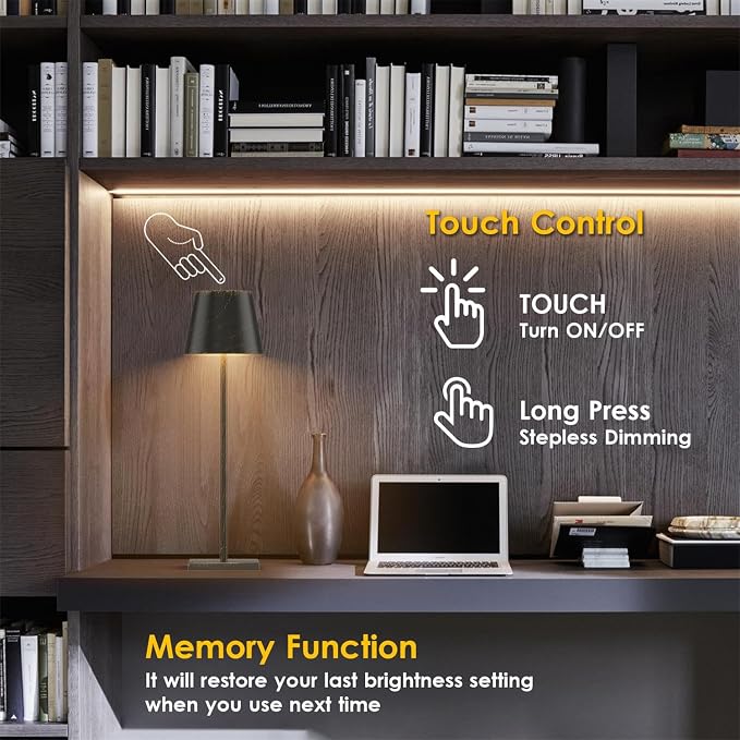2-Pack Rechargeable Table Lamps LED Cordless Table Lamp 5000mAh Battery Operated Table Light Stepless Dimmable Portable Desk Lamp for Restaurant/Table/Bedroom/Outdoor (Copper)