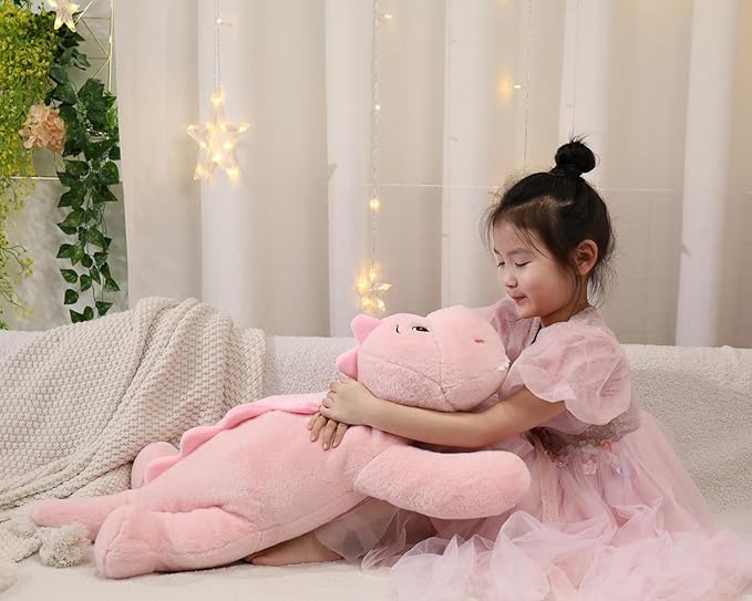 XMV 31 inch 5 lbs Dinosaur Weighted Stuffed Animals, Large Weighted Plush Animal, Cute Plush Toy Pillow, Soft Dino Plushie Gifts for Adults, Kids, Boys and Girls (Pink)