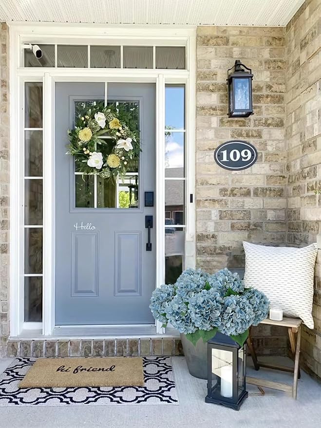ZYTUYO 5 Pcs Light Blue Silk Hydrangeas Artificial Flower Boho 20'' Faux Hydrangeas for Spring Home Decor Kitchen Living Room Porch Wreath Indoor Outdoor Wedding Flower Arrangement