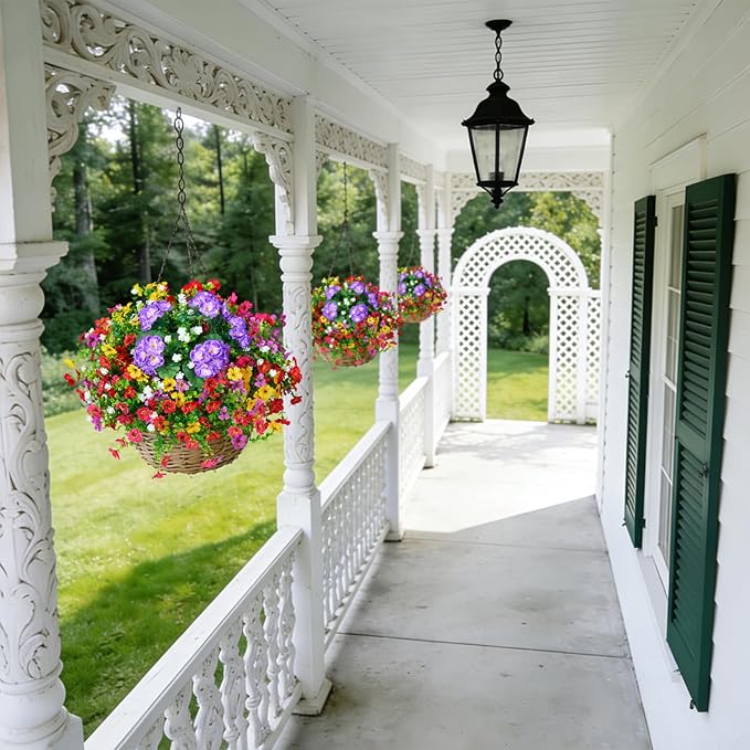 Hrobek Artificial Flowers for Outdoors Faux Plants Outside Indoor,Realistic UV Resistant Silk Fake Geranium Daisy for Home Patio Garden Back Yard Front Porch Decor Spring Summer(12 Bunches)