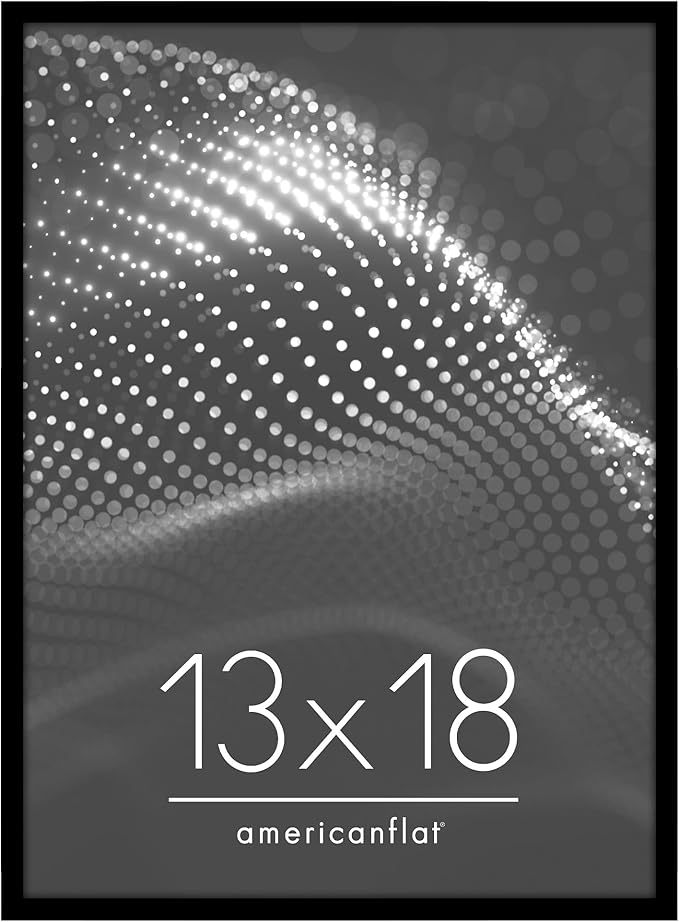 Americanflat 13x18 Picture Frame with Polished Plexiglass - Streamline Collection - Thin Border Picture Frame for Wall Display - Hanging Hardware Included - Black