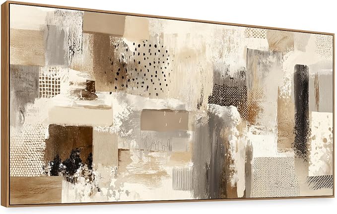 The Mode Art Abstract Wall Art Neutral Earthy Tones Canvas Prints with Mixed Textures Modern Framed Gallery Art for Living Room Bedroom Contemporary Boho & Industrial Decor 20x40inch