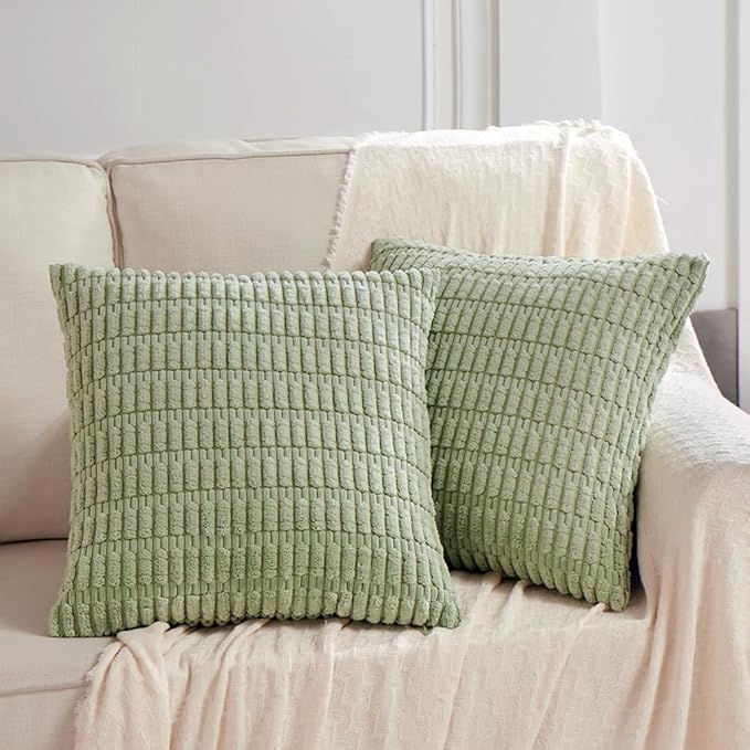 Fancy Homi 4 Packs Decorative Throw Pillow Covers for Living Room Couch Bed, Modern Farmhouse Boho Home Décor Accent Cushion Case, 26" x 26" (Pack of 4), Sage Green