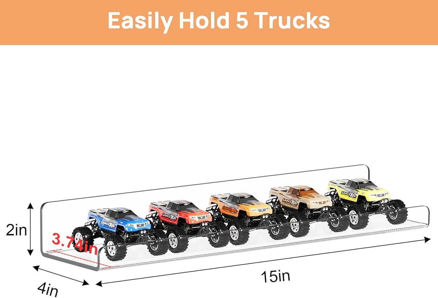 upsimples 14 Pack Acrylic Shelves Wall Organizer and Storage, 15" Display Shelf for Figure, Toy Cars, Perfume, Kids Bookshelf for Bedroom, Nursery, Craft Room, Clear