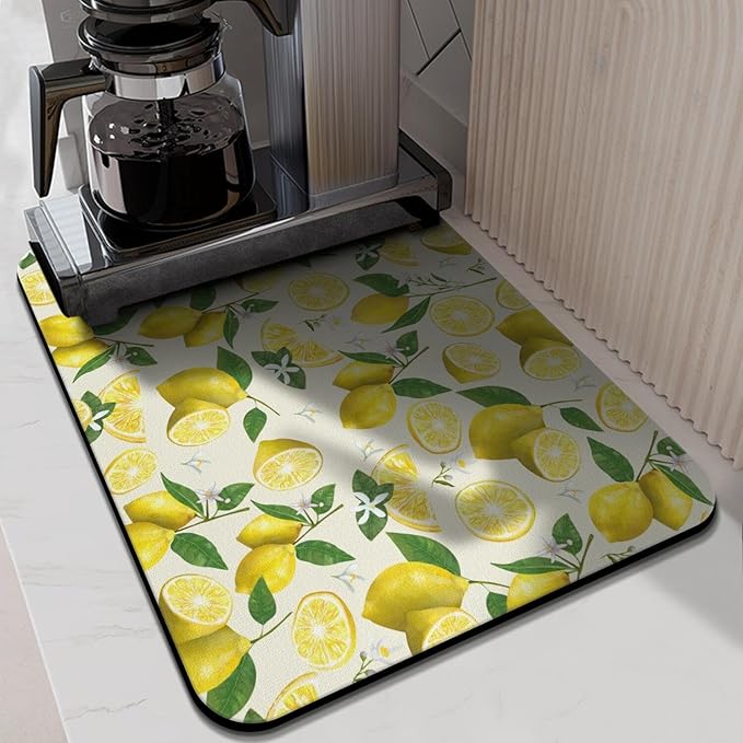 Fun Coffee Mat 24inx18in,Coffee Bar Mat for Countertops,Absorbent Hide Stain Anti-Slip Coffee Bar Accessories Fit Under Coffee Machine Mat,dish Drying Mats for Kitchen