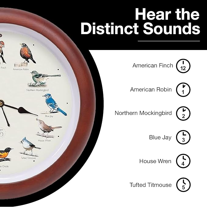 Mark Feldstein, The Original Singing Bird Clock, 25th Anniversary Edition, 13 Inch, Premium Cherry