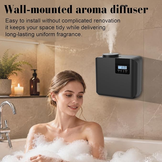 2026 Upgraded HVAC Scent Diffuser Machine Kit, Cover 5000 Sq.Ft, Wi-Fi Control, Hotel Scents Collection, Waterless Cold Air Aromatherapy Essential Oil Hotel Fragrance Diffuser for Large Room - Black