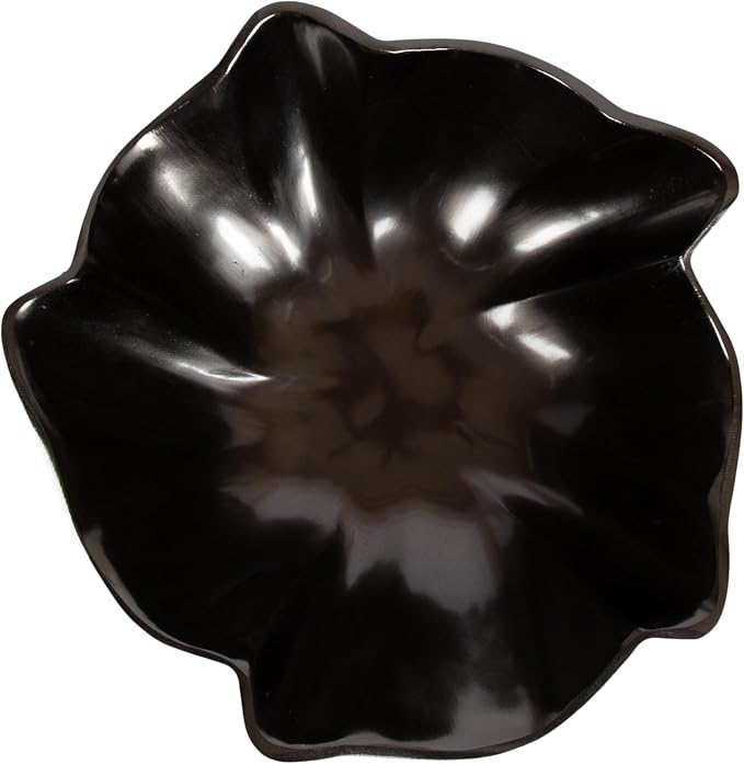 Kate and Laurel Flutte Scalloped Decorative Metal Serving Bowl; 10 x 10 x 3; Black Nickel; Modern Wavy Fruit Bowl for Kitchen Counter or Use as Tabletop Storage for an Entryway Table