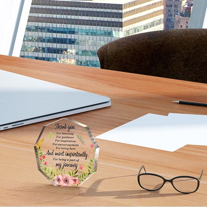Yinder Thank You Gifts for Women Appreciation Gifts for Coworker Employee Nurse Teacher Leader Boss Inspirational Quotes Acrylic Desk Decor for Home Office Farewell Retirement