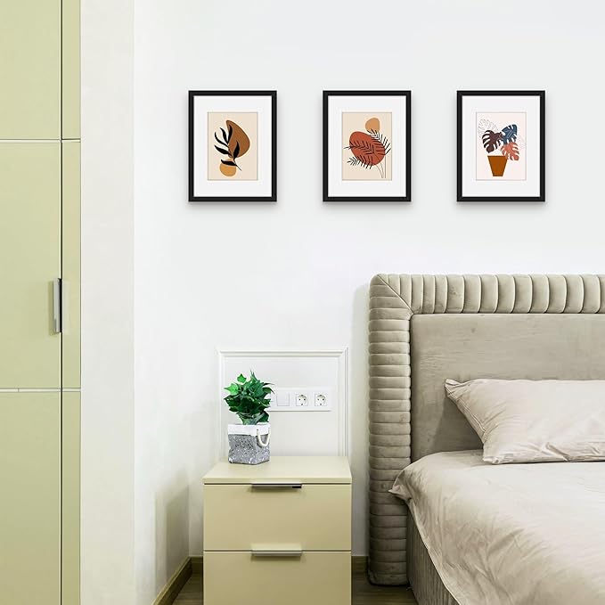 Picrit 8.5x11 Picture Frame Set of 12, Display 6x8 with Mat or 8.5 x 11 without Mat, Photo Frames for Wall Mounting or Table Top Display, Black