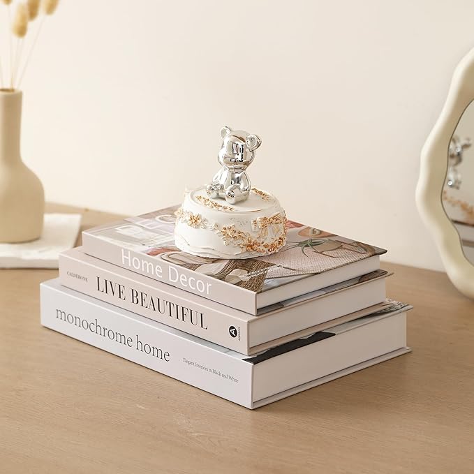 Set of 3 Decorative Books for Home Decor,Stylish Fake Books for Decoration, Aesthetic Decor Books Set for Coffee Table,Bookshelf,Mantel,Living Room,Hotel,Villa Decor,Storage Box for Photos
