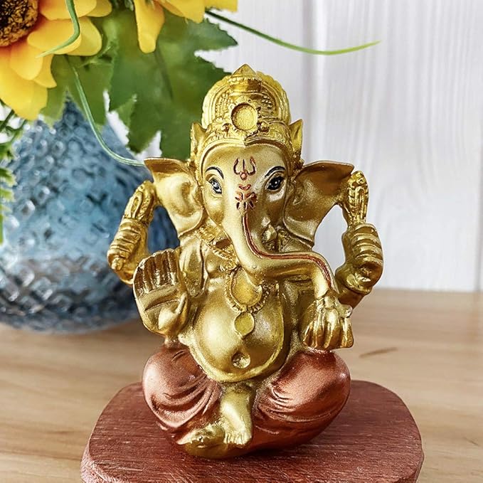 BangBangDa Hindu Ganesh for Car Dashboard - Indian Mini Ganesha Statue Decor India Home Office Temple Mandir Pooja Items Diwali Gift Murti Ganpati Idol Yoga Zen Meditation Room Altar Shrine Kit