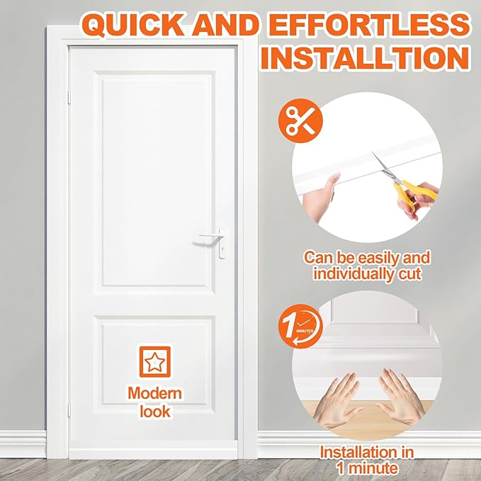 Door Draft Stopper, Door Sweep for Bottom of Door, Weather Stripping Door Seal Gap Filler Bottom Blocker Soundproof Cold Air Insulation Save Energy Installs Quickly and Easily (White, 78‘’)
