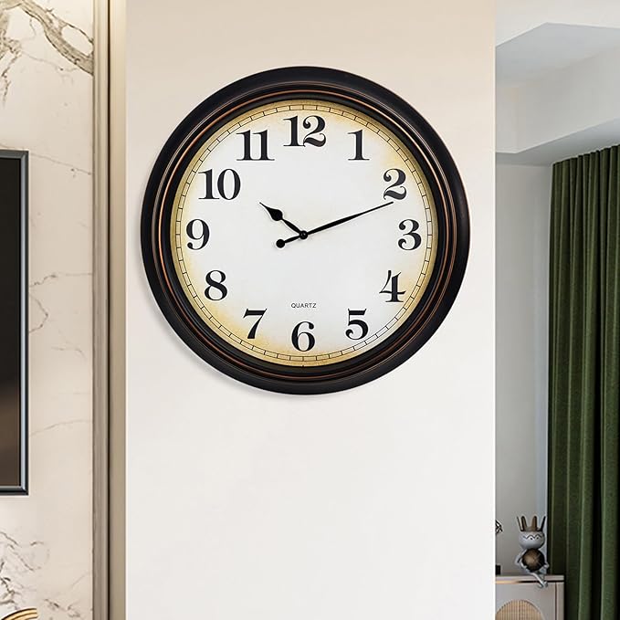 Yoiolclc 24 Inch Large Wall Clock for Living Room Decor,Silent Vintage Wall Clocks Battery Operated for Living Room Farmhouse Office Gifts(Bronze)