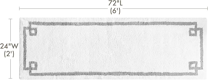 Madison Park Evan 100% Cotton Bathroom Non Slip Backing-Luxurious Tufted Plush Bath Mat Absorbent, Quick Dry, Spa Design Shower Room Décor, 24x72" White