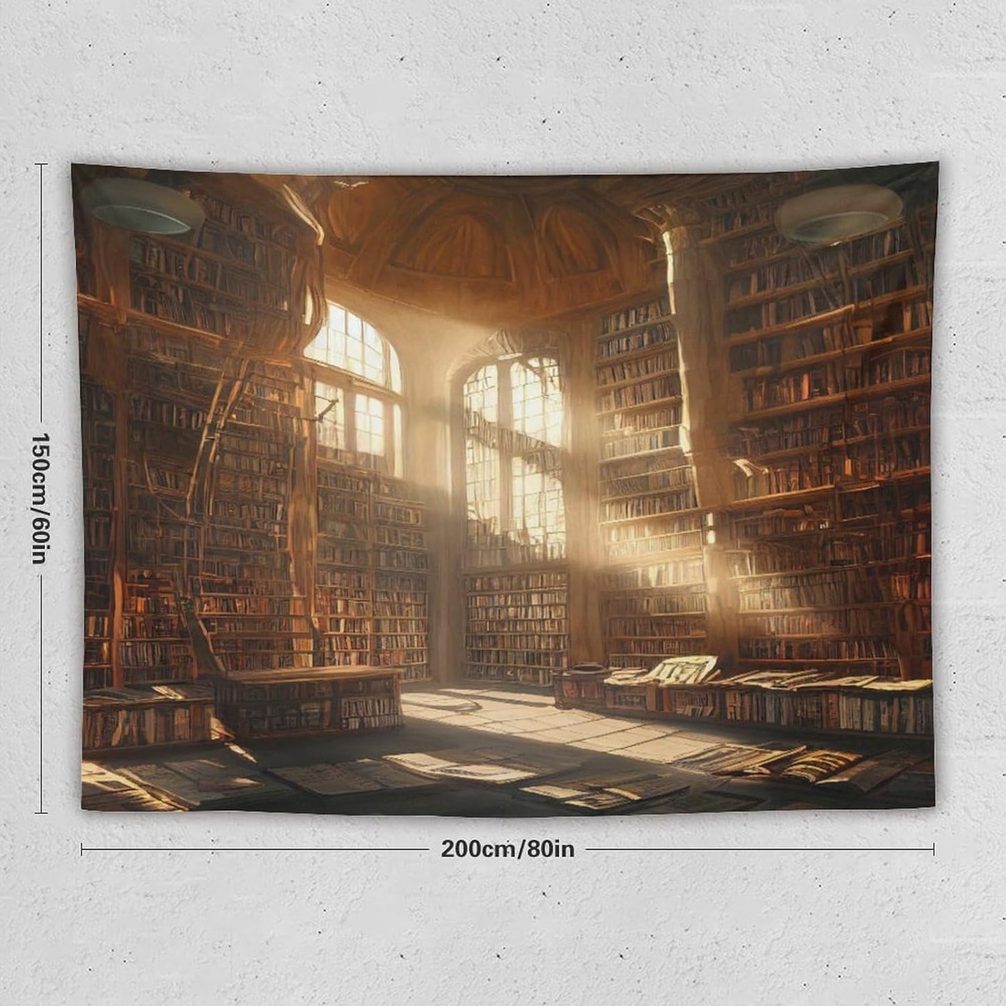 Kurtect Retro Bookshelf Tapestry,Medieval Mid Century Library Building Pattern Print Tapestries for Party Beach Picnic Blankets Tablecloths Living Room Wall Deocr, 60x80 in