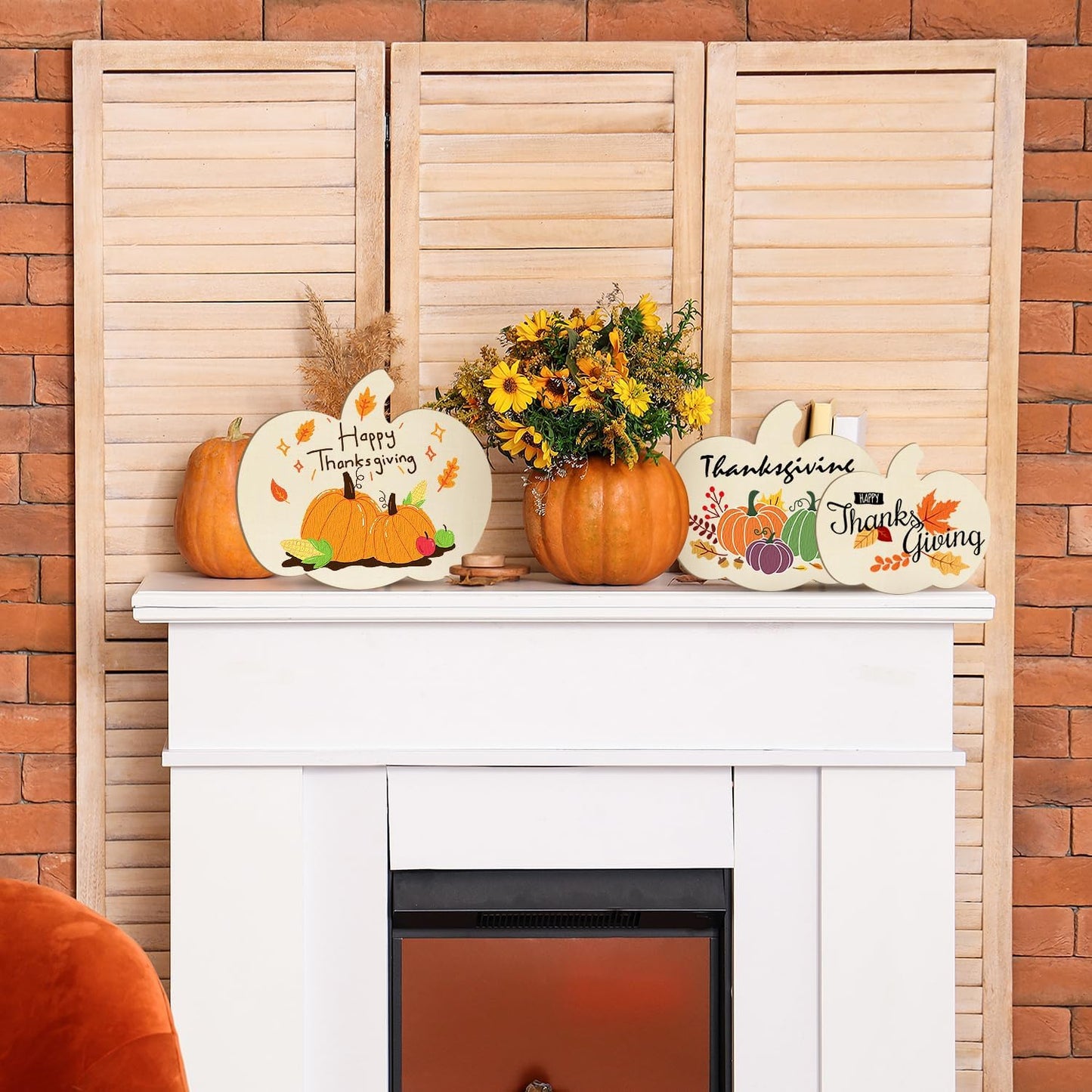 Wooden Pumpkins Ornaments to Paint Halloween Thanksgiving Decoration Cutouts Unfinished 6Pack, DIY Blank Unfinished Pumpkin Ornament for Home Harvest Crafts Autumn Decoration