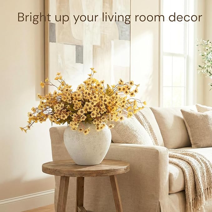 24pcs Faux Yellow Spring flowers With Stems, 23" Realistic Wildflowers Artificial Long Floral for Home Office Decor, Spring Table Centerpiece, Yellow Flowers Arrangements, Modern Farmhouse Decor