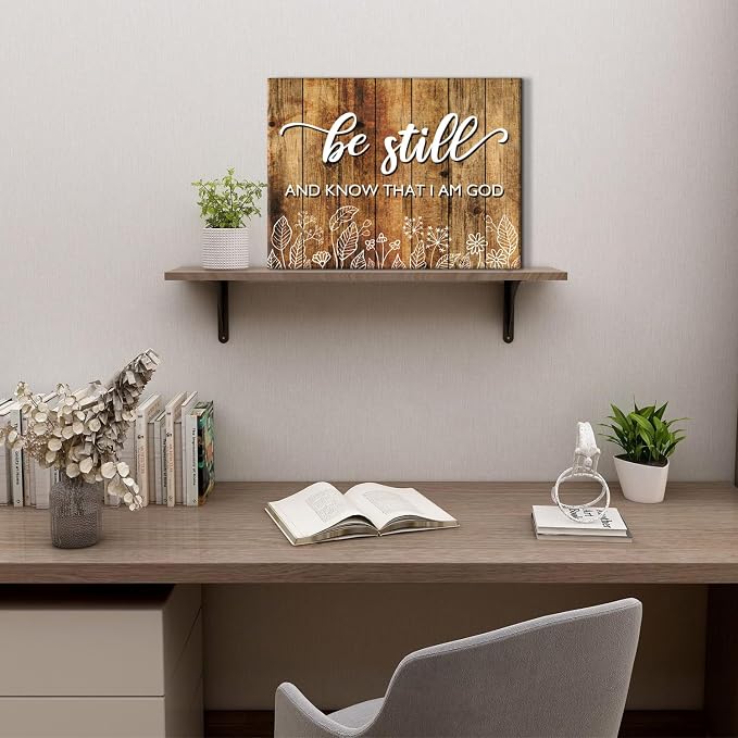 Be Still And Know That I am God Wall Art Rustic Brown Christian Canvas Picture Farmhouse Bible Verses Wall Decor Living Room Religious Inspirational Quotes Artwork Bedroom Office Home Decoration 12x16