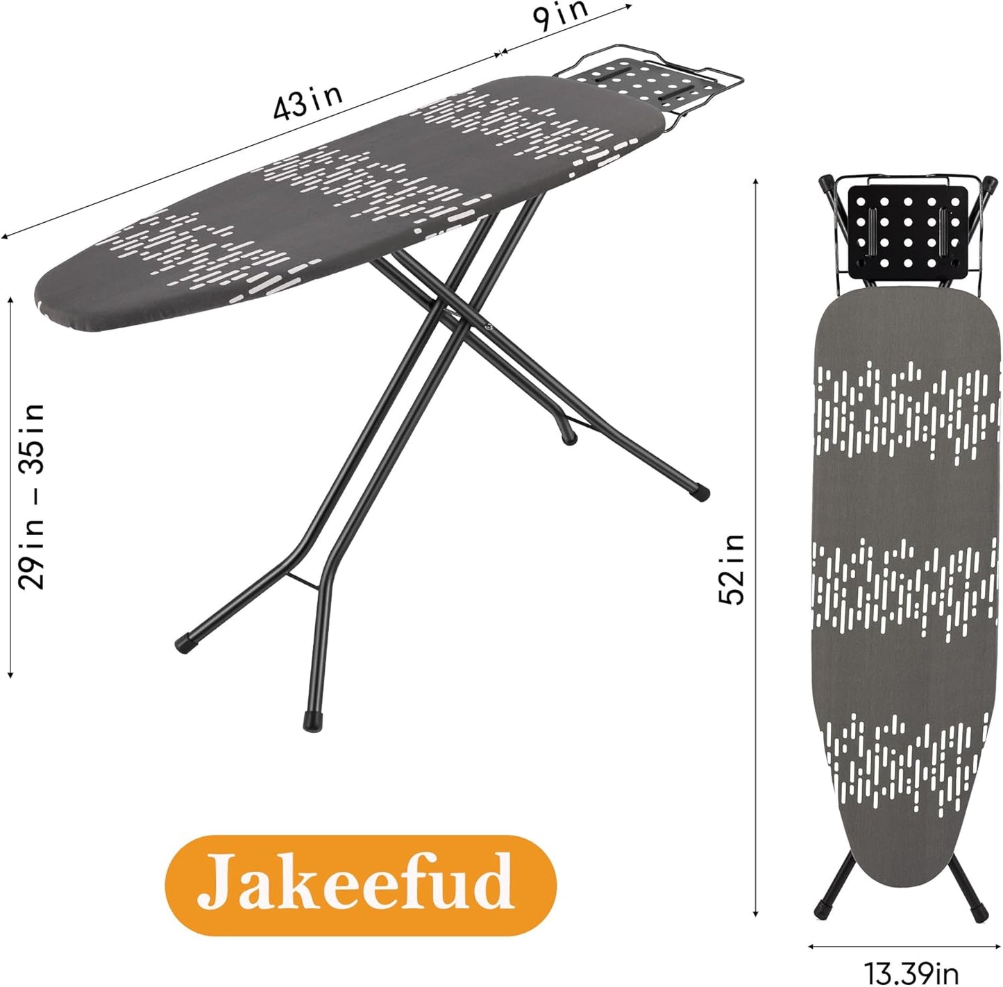 Deluxe Ironing Board with Heat Resistant Cover and Thicken Felt Pad, Safety Iron Rest, 4 Premium Steel Legs, Height Adjustable,Foldable