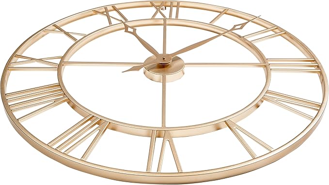 CLXEAST Champagne Gold 30 Inch Wall Clock,Large Modern Metal Roman Numeral Wall Clocks Living Room Decor,House Warming Gifts New Home