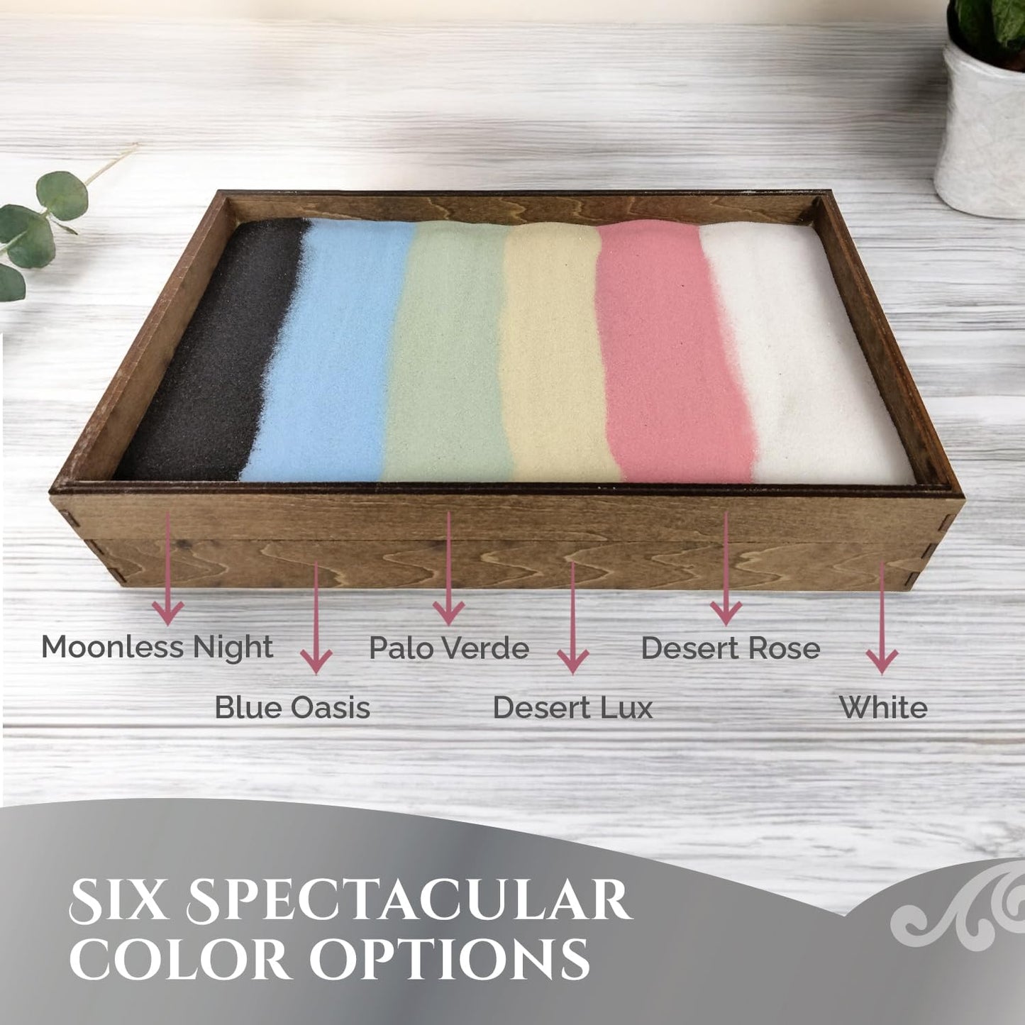 Wooden Stackable Zen Garden | Desert Luxe Sand with Rake & Accessories | Minimalist Decor Gift for Relaxation