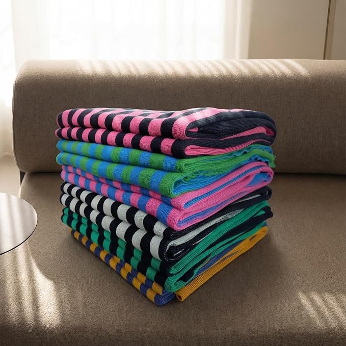 BOV Light Weight Blankets for Summer - 100% Viscose Super Soft Breathable Knit Decorative Throw Blanket for Chair Couch Sofa, Perfect Self Care Gifts for Women & Men, Moss & Charcoal Stripe 50"x60"