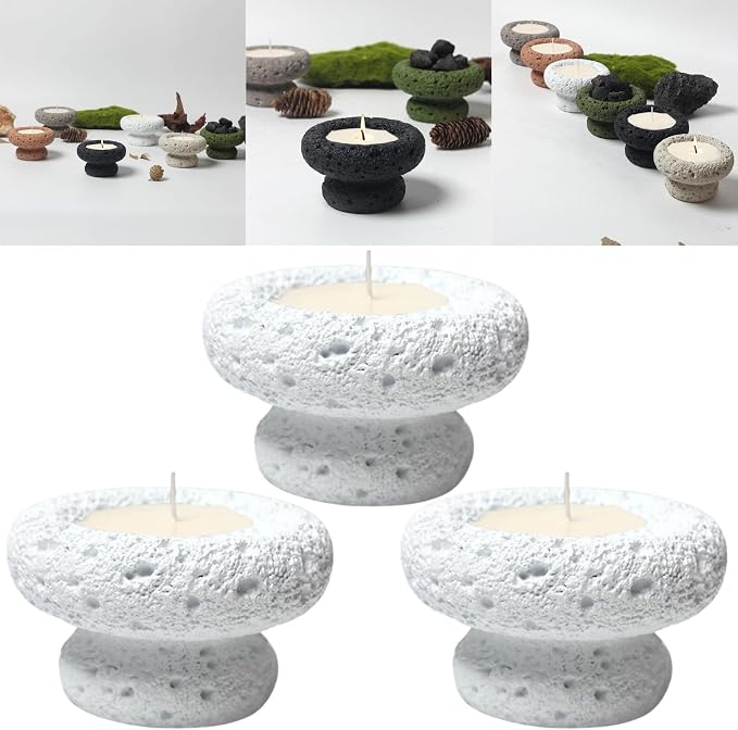 Cement Candle Container in White, Stylish and Durable, Empty Cup for Wax Pouring and Aromatherapy, Perfect for Home Décor and Gifts, 3pc