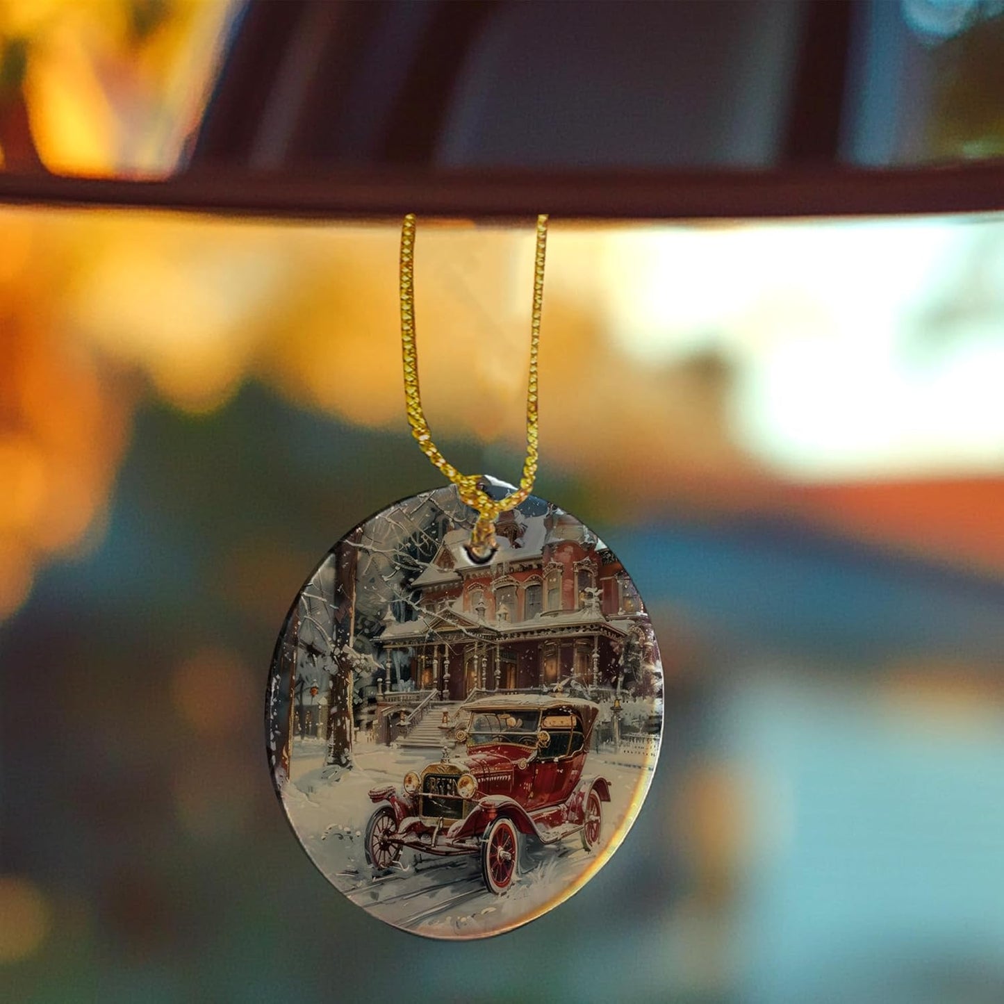 Vintage Christmas Ceramic Ornament Gifts, Retro Winter Christmas Decorative Hanging Ornaments for Xmas Tree Holiday Party Decoration, Winter Xmas Tree Decorations