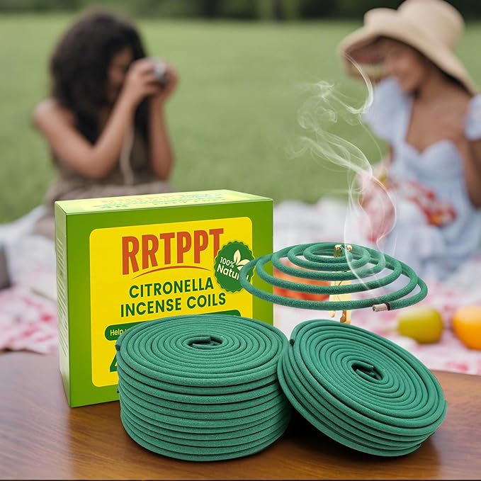 Citronella Incense coils, Made from Natural Plants, Suitable for Outdoors, Indoors, by the Pool, in the Yard, 48 coils and Coil Holders.