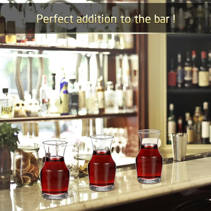 Remagr 18 Pack Single Serving Wine Carafe Glass Small Mini Carafe Individual Wine Refill Decanter for Dinner Parties Tastings Bars Restaurants (6.5 oz)