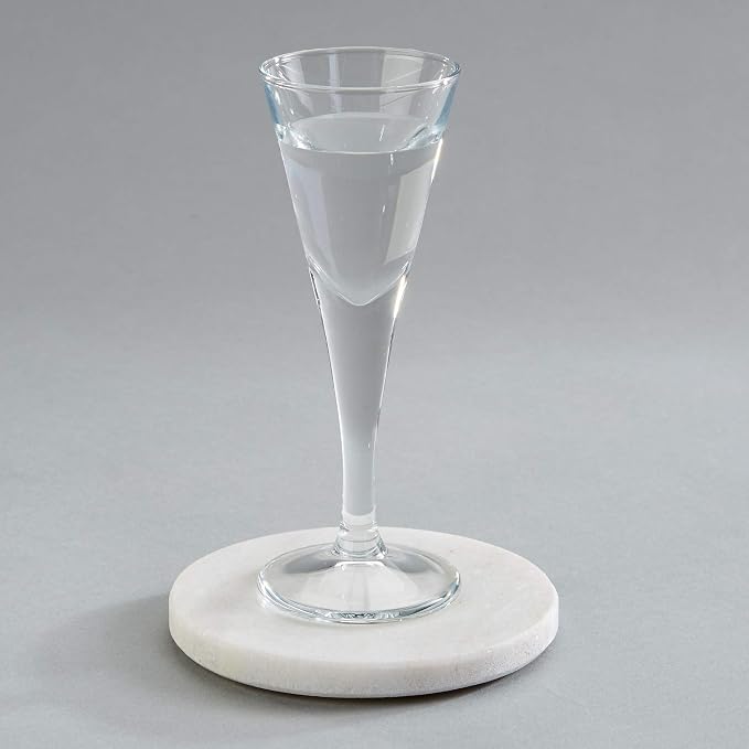Coaster Set, Premium Marble Coasters, Double-Polished Multi-Functional Drink Coasters, 100% Natural Marble Stone (6, White Marble - Round)