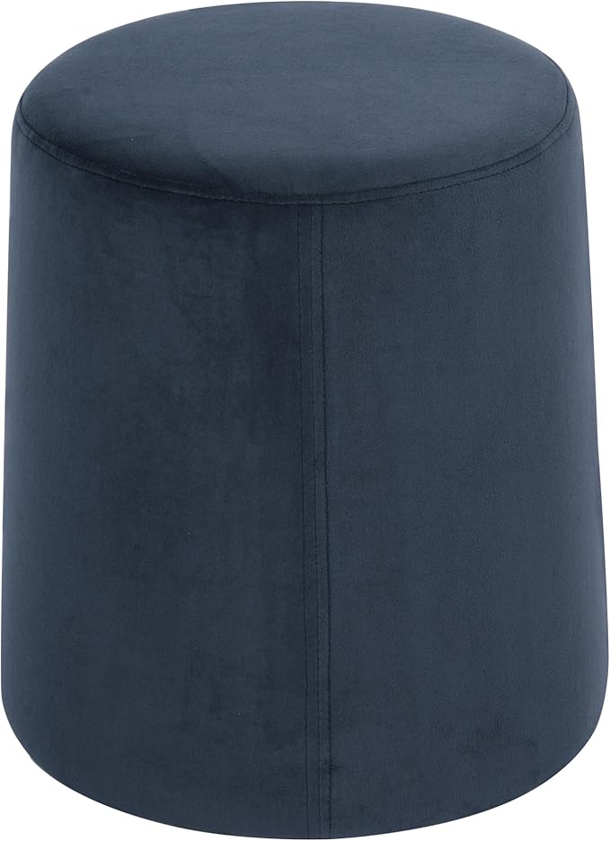 HomePop Organic Shape Ottoman (No Lid, Seat Only) | HomePop Home Décor | Round Pouf Foot Rest – Blue Velvet