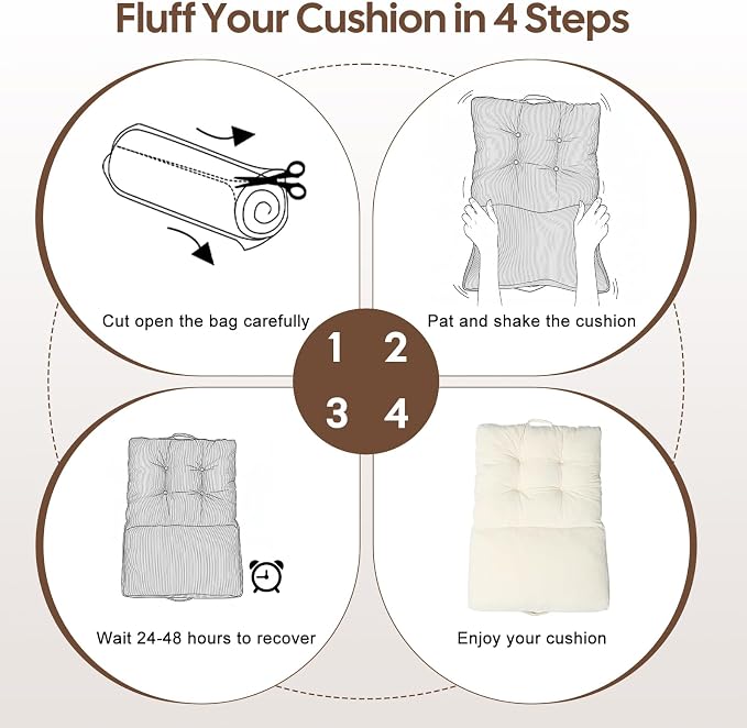 Meditation Cushion, Large Meditation Mat and Pillow for Sitting on Floor, 2-in-1 Portable Yoga Pillow, Tufted Corduroy Zabuton Cushion for Kneeling and Sitting and Knee Support, Beige