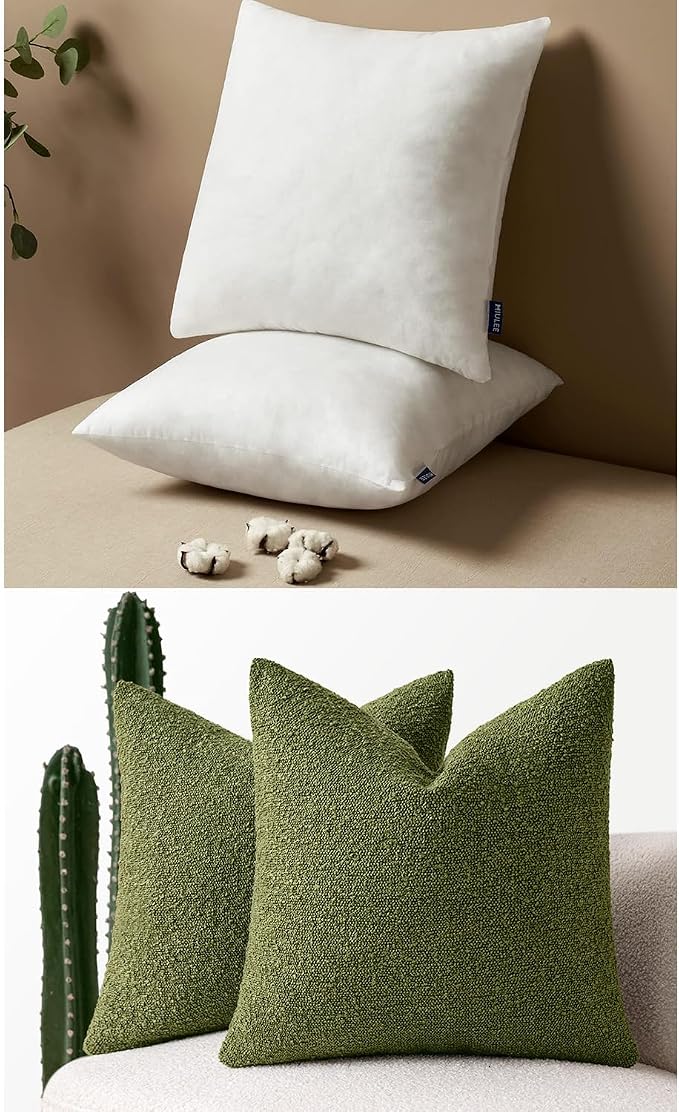 MIULEE 18x18 Pillow Insert Throw Pillow Insert 18x18 Inch Decorative Couch Pillow Covers Textured Boucle Accent Solid Throw Pillow Covers