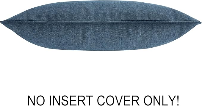 FUNHOME Waterproof Outdoor Lumbar Pillow Covers Set of 2,Home Decor for Garden Patio Furniture,Couch,Sofa 12"x20" Inch Decorative Pillows Cover Only,NO Insert(Denim Blue)