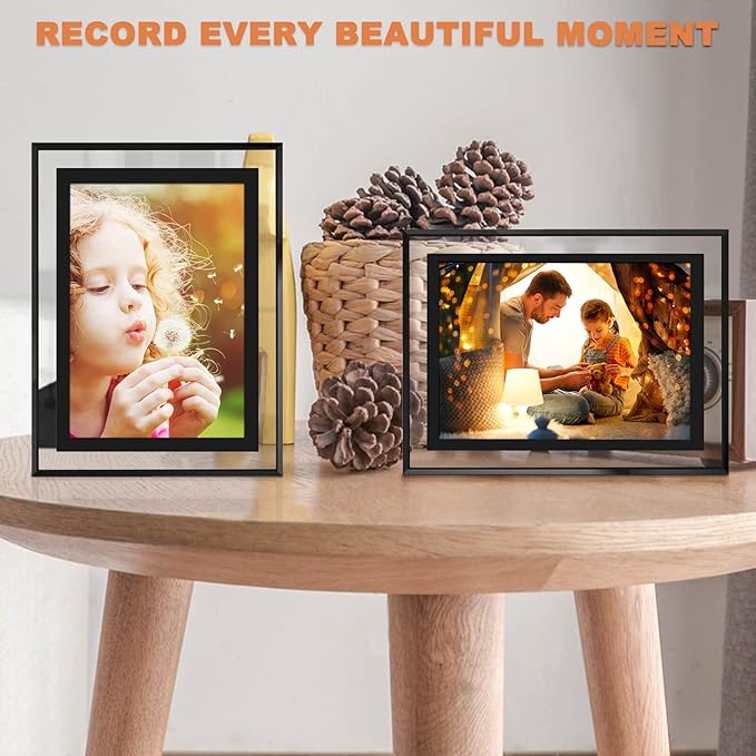 IZIDDO 5x7 Picture Frames Set of 2, Black Glass Photo Frame, Only for Tabletop Display, Gift Picture Frame, Horizontally or Vertically (5x7, Black)