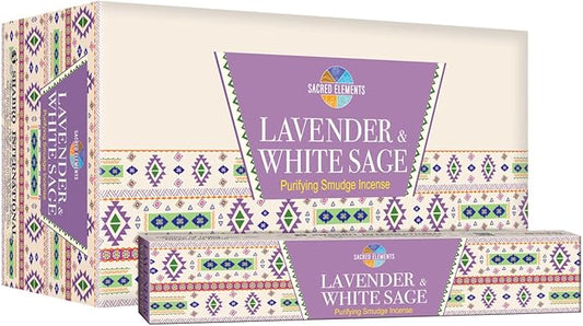 Sacred Element's Lavender & White Sage Masala Incense Sticks – Calming Aromatherapy Blend for Meditation, Relaxation & Cleansing – Perfect Fall or Housewarming Gift – 15g Pack (Total 100+ Sticks)