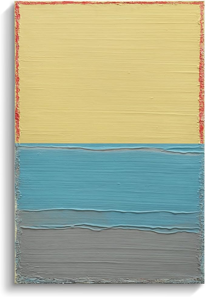 Modern Abstract Canvas Wall Art for Living Room, 3D Textured Oil Painting | Contemporary Colorful Hand-Painted Artwork for Bedroom Office Hallway, Minimalist Block Lines Pictures Wall Decor 24x36 Inch