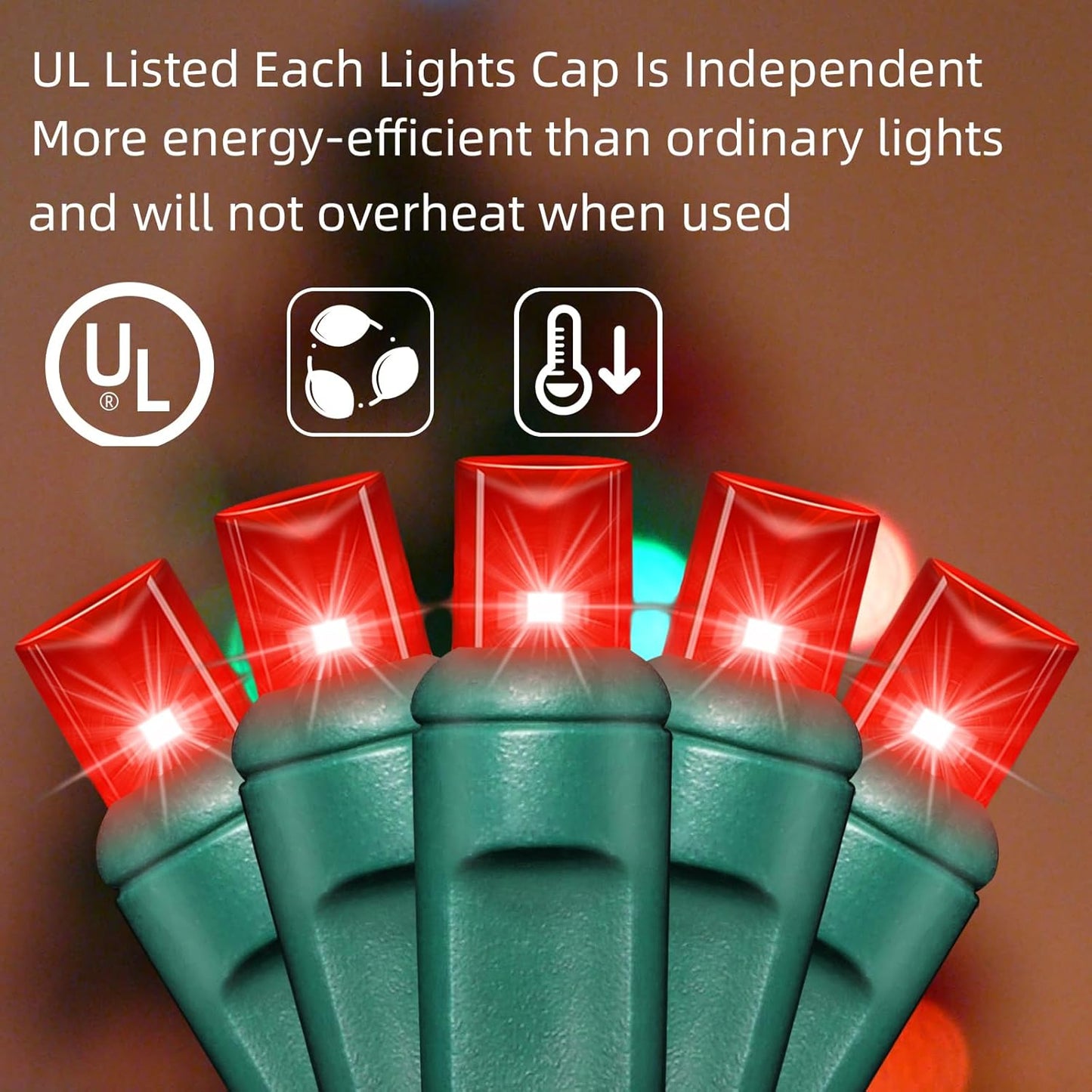 200LED (4pk of 50L) String Lights, LED Christmas Lights, 6" SPACING,Green Wire,RED